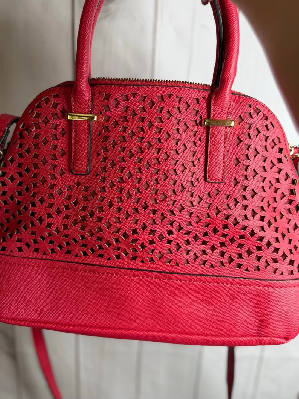 Merona Red Laser-Cut Satchel Crossbody Bag